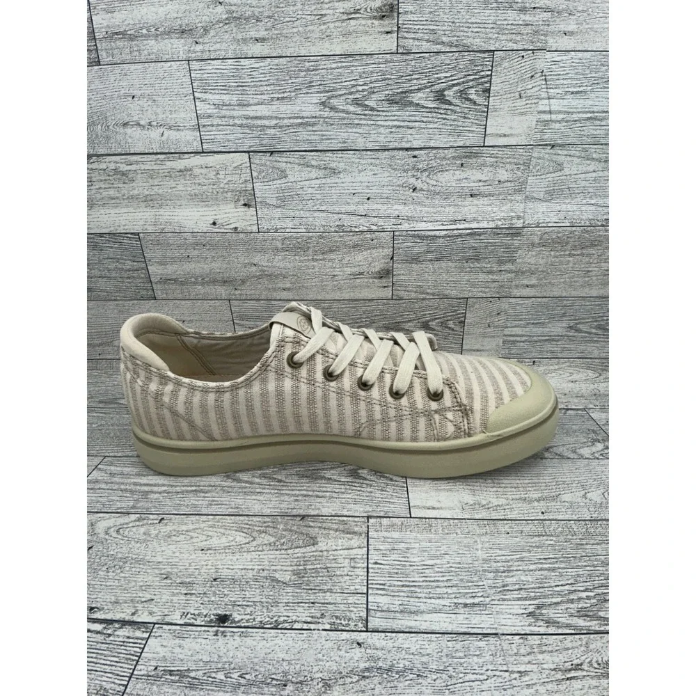 KEEN Women's Casual Striped Canvas Lace Up Sneakers Beige Tan Size 10‎